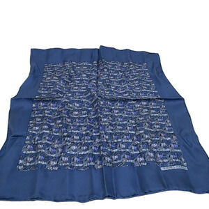 Hermès Equestrian Motif Blue Silk Scarf